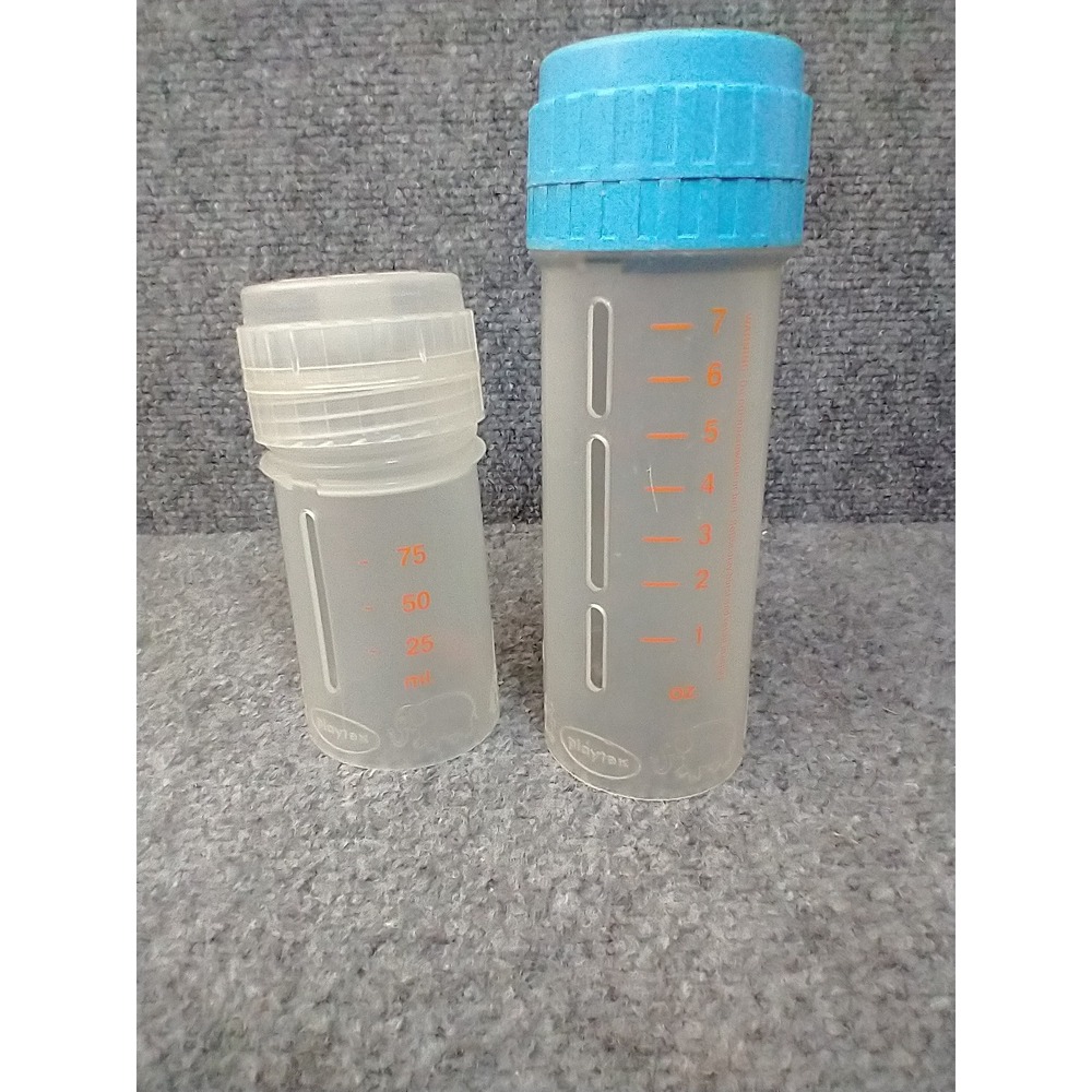 Vintage Playtex Drop Ins Baby Bottle 2pc lot - 1 8 oz & 1 4oz Plastic Bottles